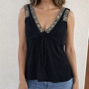 Jasmine KC Black Top With Brass Embellishment. Size S